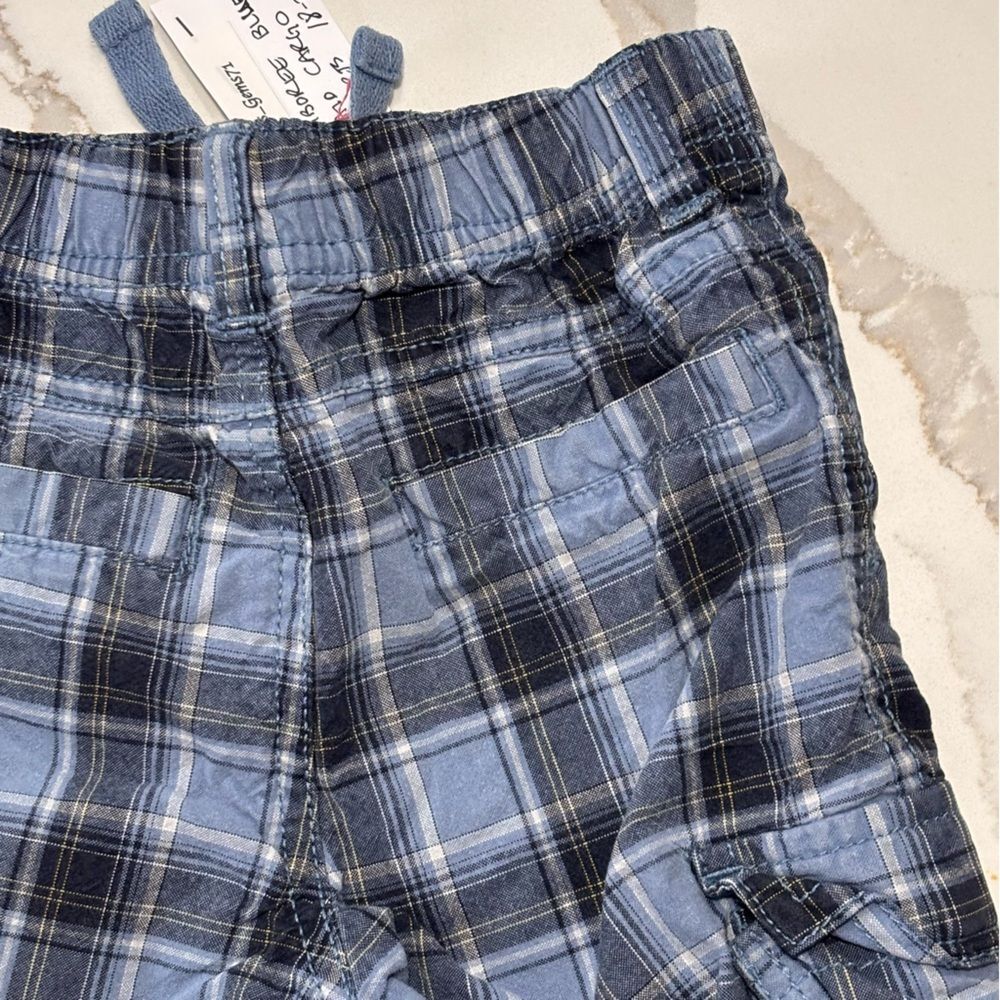 Gymboree | Infant Baby Boys Cargo Blue Navy White Plaid Casual Shorts 18-24M - Picture 11 of 16
